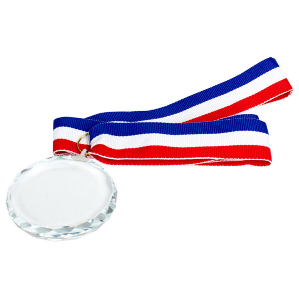 Medalla Cristal "Diamond" con cinta tricolor, detalle - Medallas | MerchLAB