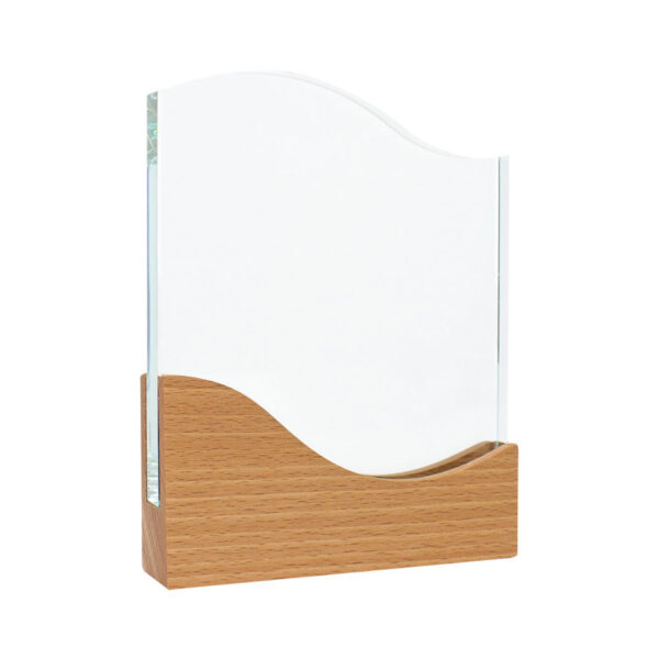 Trofeo Galvano de Madera y Cristal "Wave" - Galvano Corporativo | MerchLAB