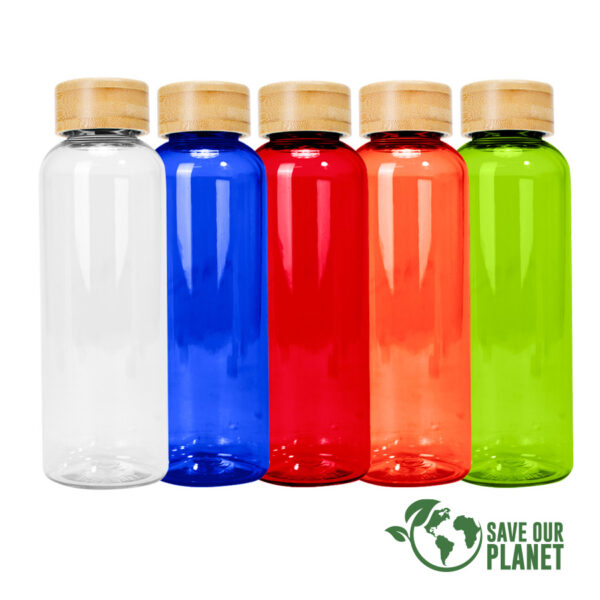 Botella PET tapa bamboo "AINOA" 550cc, vista 2 - Botellas Ecológicas | MerchLAB