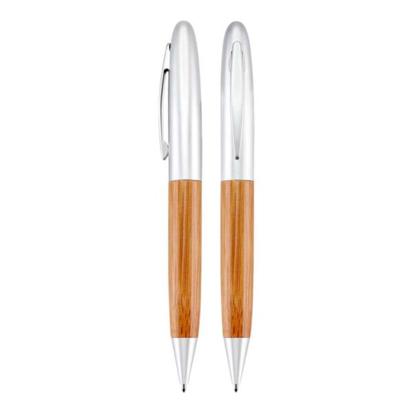 Deluxe Bolígrafo Bamboo/Metal, vista 2 - Bolígrafos Metálicos | MerchLAB