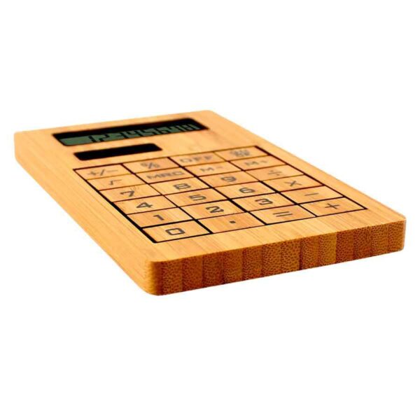 Calculadora Solar de Bamboo, detalle - Regalos Ecológicos | MerchLAB