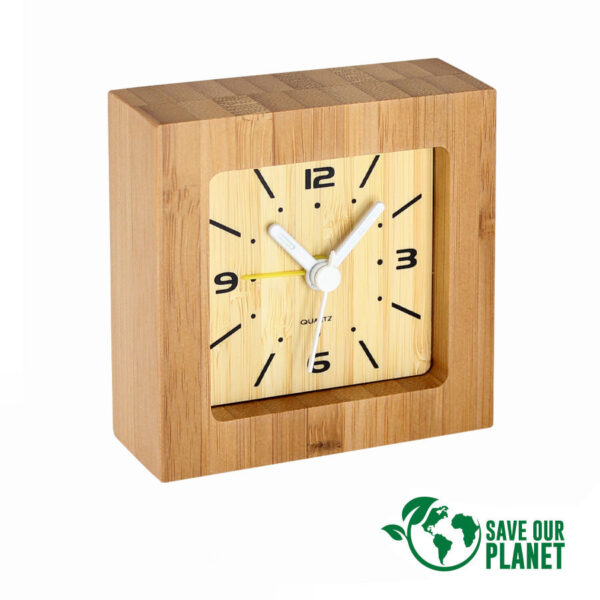 Reloj Despertador de Bamboo, detalle - Regalos Ecológicos | MerchLAB