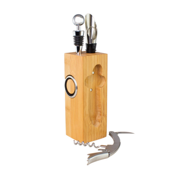 Set de Vino rectangular de Bamboo, vista 2 - Accesorios de Vino | MerchLAB
