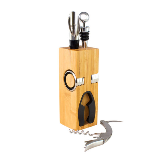 Set de Vino rectangular de Bamboo, detalle - Accesorios de Vino | MerchLAB