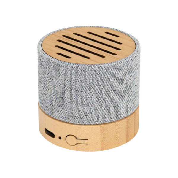 Parlante Altavoz de Bamboo y tela RPET "TRUE", detalle - Parlantes | MerchLAB