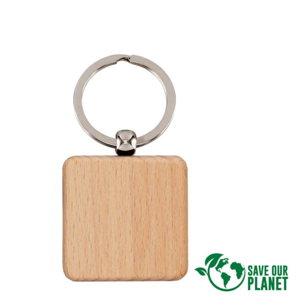 Llavero Cuadrado de Madera, detalle - Llaveros Corporativos | MerchLAB
