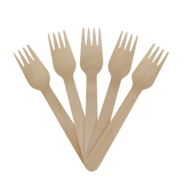 Bolsa con 100 tenedores de madera de Abedul, vista 2 - Regalos Ecológicos | MerchLAB