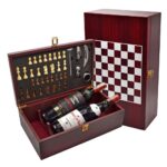 Set de Vino con Ajedrez Caoba Deluxe JC03