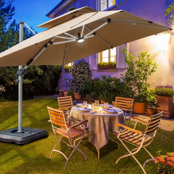 Quitasol WINDPROOF - UV - LED de 3x3M, detalle - Quitasoles | MerchLAB