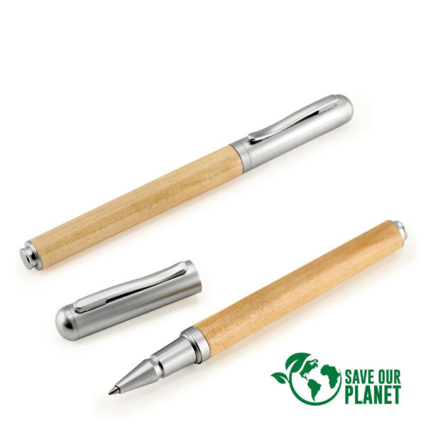 Roller Pen Bamboo y Metal, detalle - Bolígrafos Ecológicos | MerchLAB