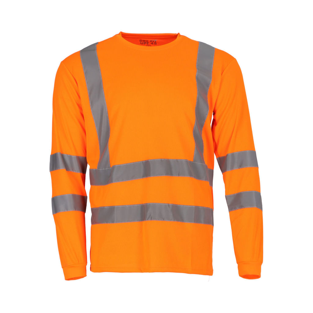 Polera Dry Fit Hombre ML Fluor Cuello Redondo