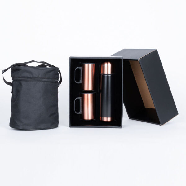 Set termo 1/2 L + 2 tazones encobrizados "GLASGOW" - Botellas de Acero Inoxidable | MerchLAB