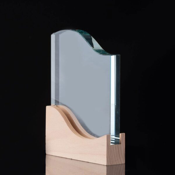 Trofeo Galvano de Madera y Cristal "Curve", vista 2 - Galvano Corporativo | MerchLAB