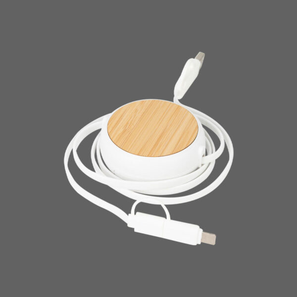Connect Multicargador Retráctil 4 en 1 de ABS/Bamboo, vista 2 - Tecnología y Electrónicos