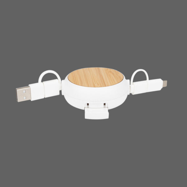 Connect Multicargador Retráctil 4 en 1 de ABS/Bamboo, detalle - Tecnología y Electrónicos