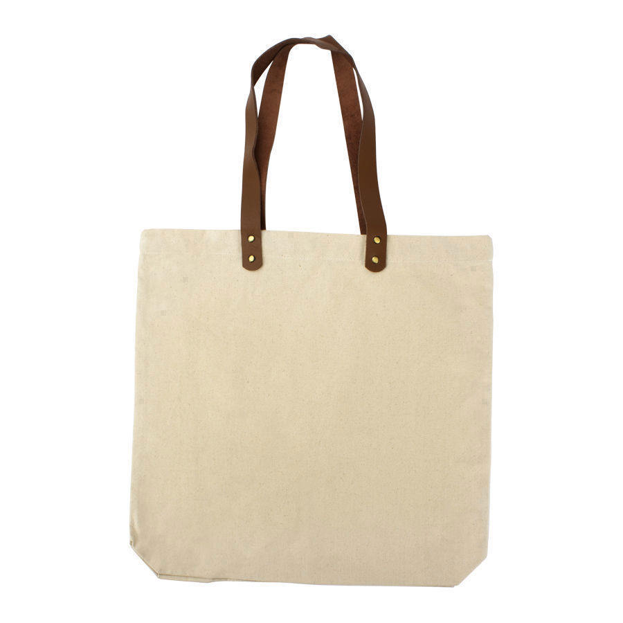 Bolsa de Compras 10oz Canvas asas Cuero 1 Bolsa de Compras 10oz Canvas asas Cuero