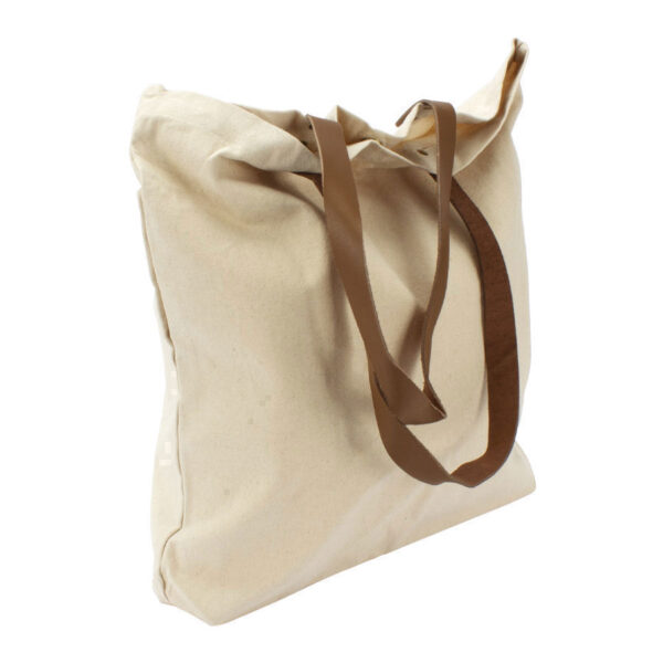 Bolsa de Compras 10oz Canvas asas Cuero, vista 2 - Bolsas de Algodón | MerchLAB