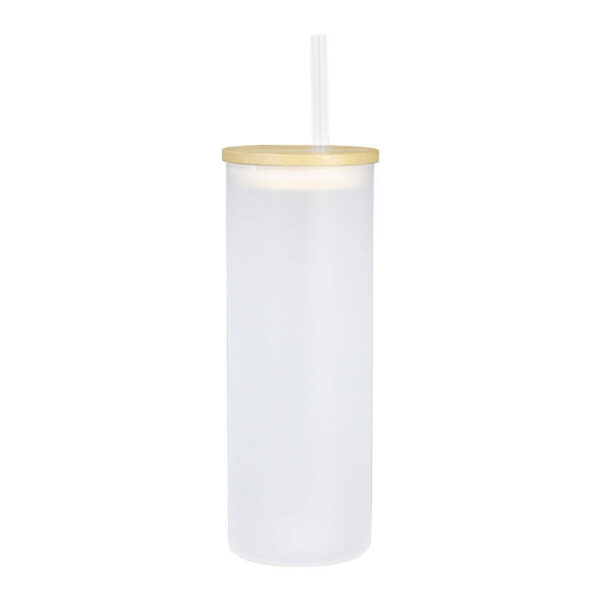 Botella Vidrio Borosilicato Sublimación, tapa Bamboo 500cc - Botellas de Vidrio | MerchLAB