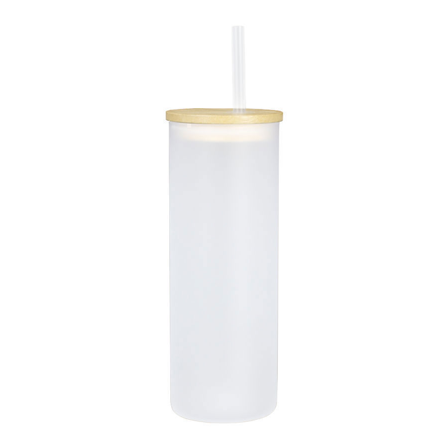 Botella Vidrio Borosilicato Sublimación, tapa Bamboo 500cc 1 Botella Vidrio Borosilicato Sublimación, tapa Bamboo 500cc