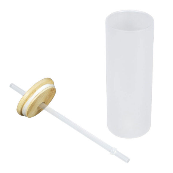 Botella Vidrio Borosilicato Sublimación, tapa Bamboo 500cc, vista 2 - Botellas de Vidrio | MerchLAB
