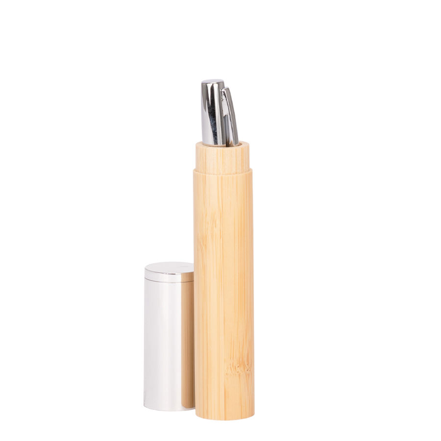 Bolígrafo metálico "AIRLIE" con grip de bamboo y estuche. 3 Bolígrafo metálico "AIRLIE" con grip de bamboo y estuche., detalle - Lápices Metálicos | MerchLAB
