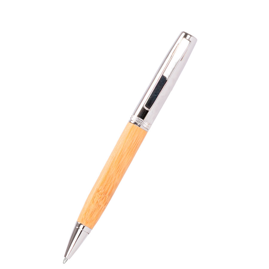 Bolígrafo metálico "AIRLIE" con grip de bamboo y estuche. 1 Bolígrafo metálico "AIRLIE" con grip de bamboo y estuche. - Lápices Metálicos | MerchLAB