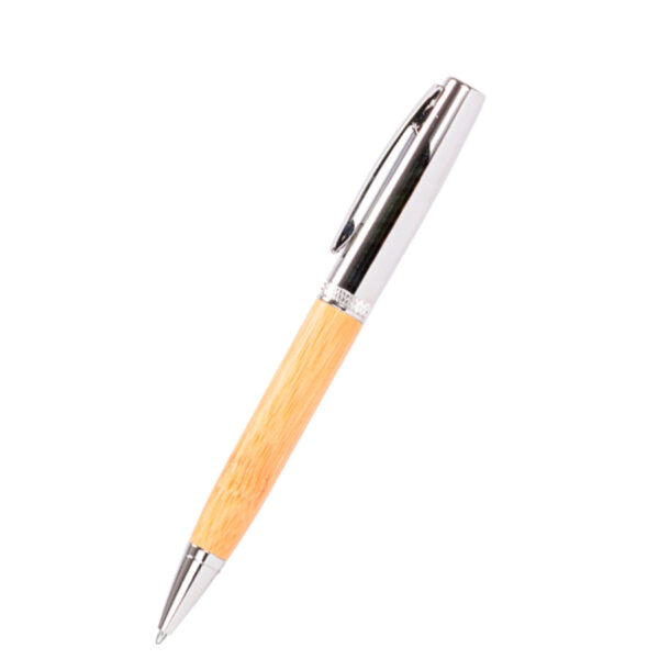 Bolígrafo metálico "AIRLIE" con grip de bamboo y estuche. 5 Bolígrafo metálico "AIRLIE" con grip de bamboo y estuche., foto 5 - Lápices Metálicos | MerchLAB