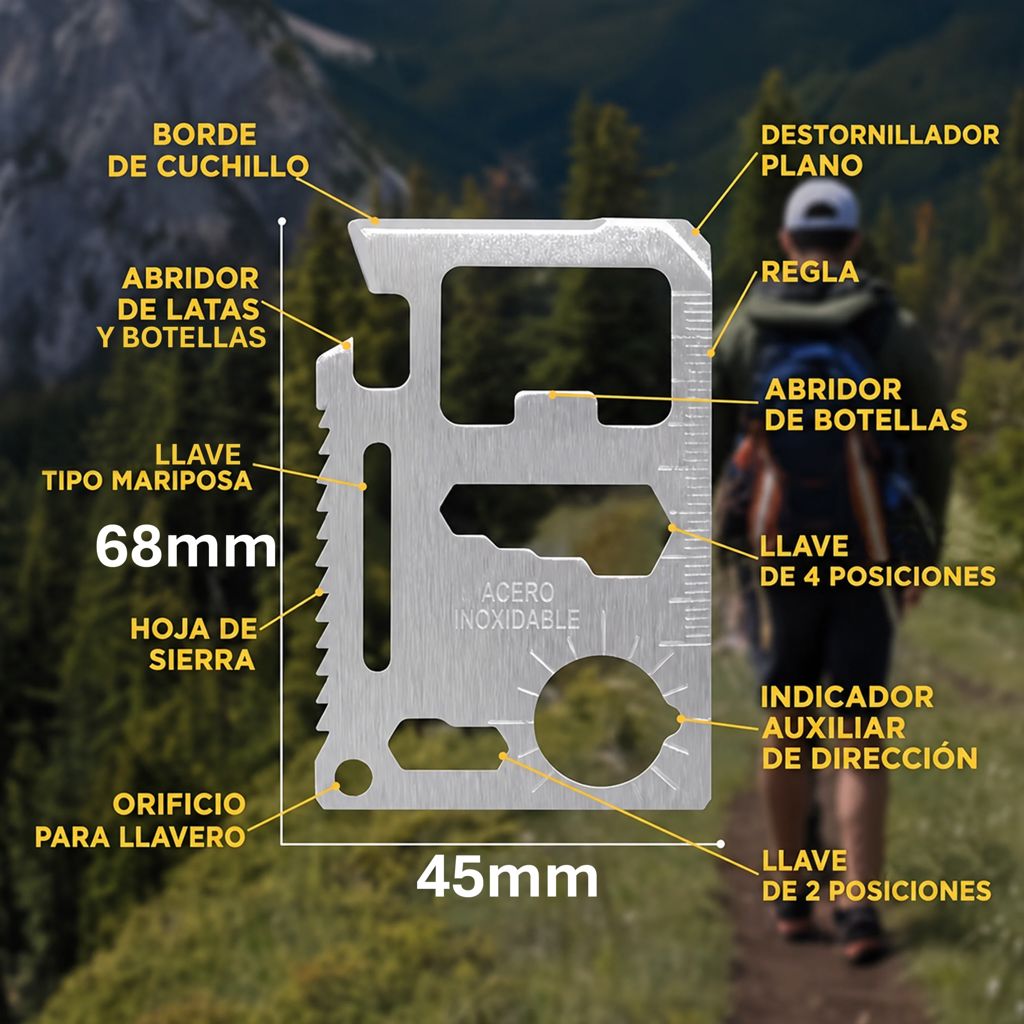 Multiherramientas Tarjeta Supervivencia CE16 3 Multiherramientas Tarjeta Supervivencia CE16, detalle - Llaveros Metálicos | MerchLAB