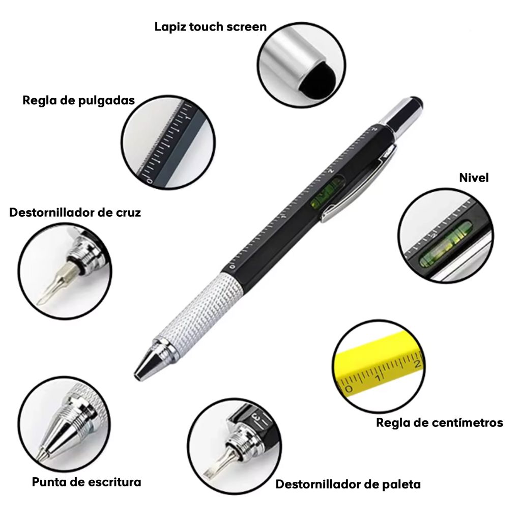 Bolígrafo Lápiz Metálico Multiherramienta L100 3 Bolígrafo Lápiz Metálico Multiherramienta L100, detalle - Bolígrafos Metálicos | MerchLAB