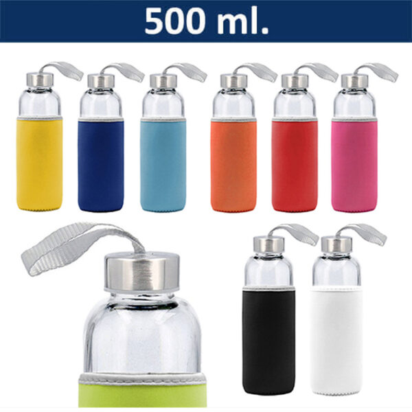 Botella Vidrio con funda M28, foto 10 - Botellas de Vidrio | MerchLAB