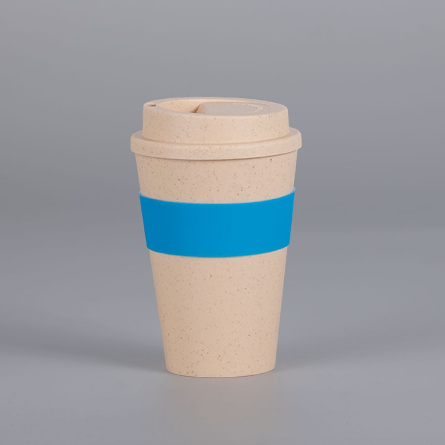 Mug Eco Cup "WHEAT STRAW" 355cc con banda silicona 2 Mug Eco Cup "WHEAT STRAW" 355cc con banda silicona, vista 2 - Mugs Corporativos | MerchLAB