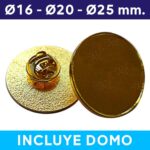 Piocha con Domo Broche Redondo 16mm, 20mm, 25mm DORADO (pins) - Piochas | MerchLAB