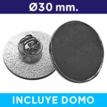 Piocha con Domo Broche Redondo 30mm PLATEADO (pins) - Piochas | MerchLAB