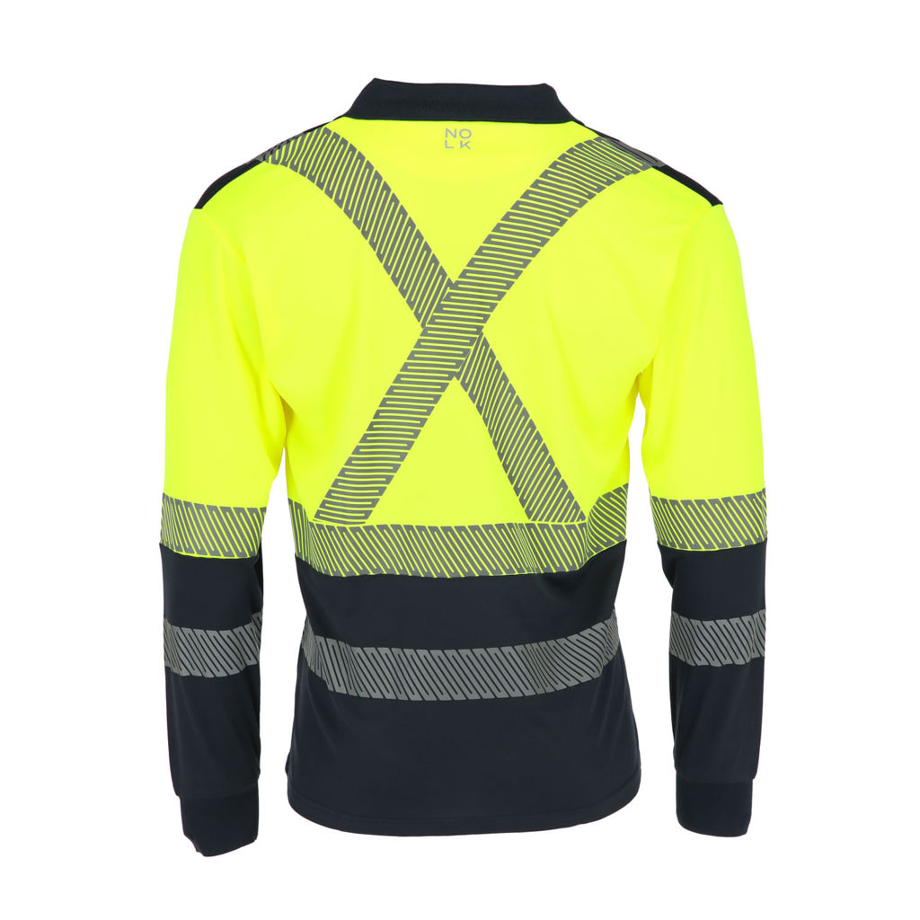 Polera Katla Amarillo/Azul Marino Unisex 2 Polera Katla Amarillo/Azul Marino Unisex, vista 2 - Poleras | MerchLAB