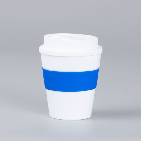 Mug Express Cup "WHITE" 356cc con banda silicona, detalle - Mugs Corporativos | MerchLAB