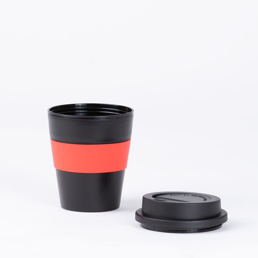 Mug Express Cup "BLACK" 356cc con banda silicona 2 Mug Express Cup "BLACK" 356cc con banda silicona, vista 2 - Mugs Corporativos | MerchLAB