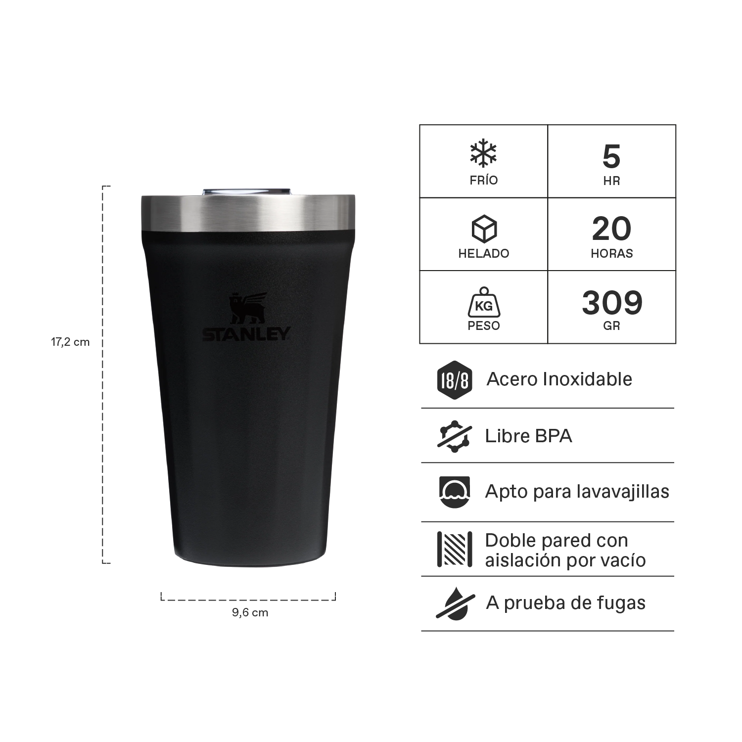 Vaso de Cerveza Everyday Negro | 473 ml 2 Vaso de Cerveza Everyday Negro 473 ml, vista 2 - Mugs Corporativos | MerchLAB