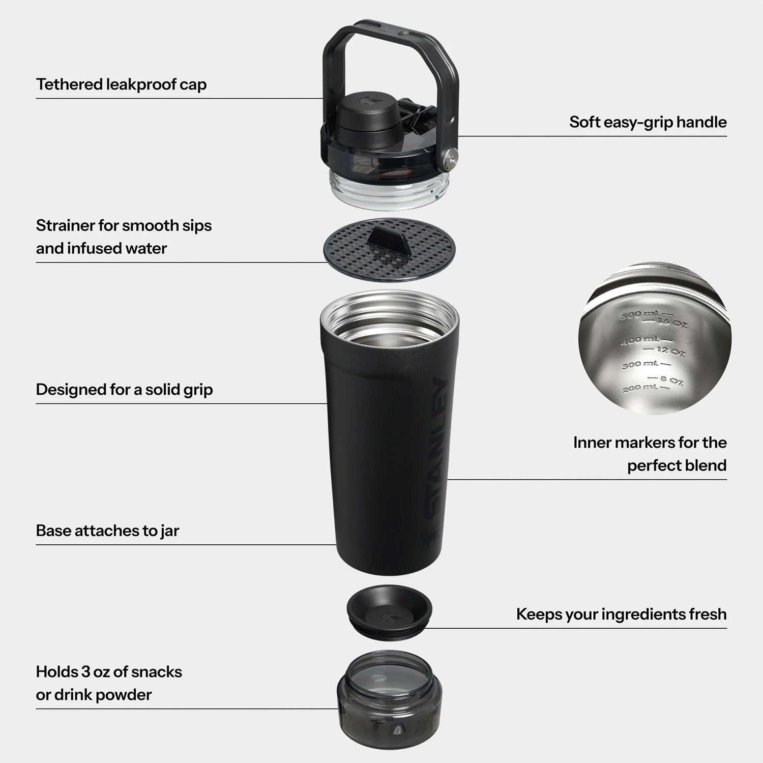 Vitalize Shaker Black 2.0 | 591 ml 3 Vitalize Shaker Black 2.0 591 ml, detalle - Botellas Térmicas | MerchLAB