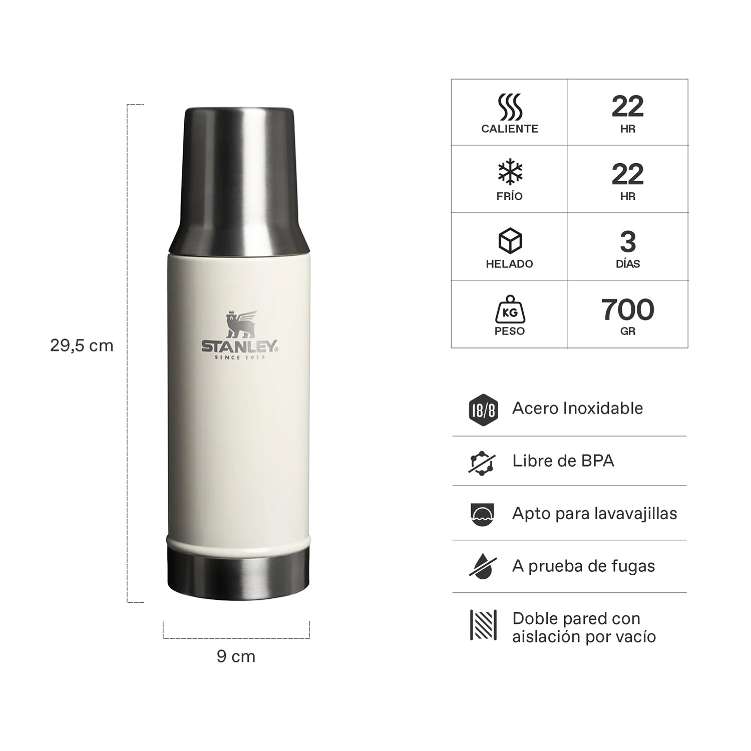 Mate System Classic Cream Gloss| 800 ml 2 Mate System Classic Cream Gloss 800 ml, vista 2 - Termos | MerchLAB