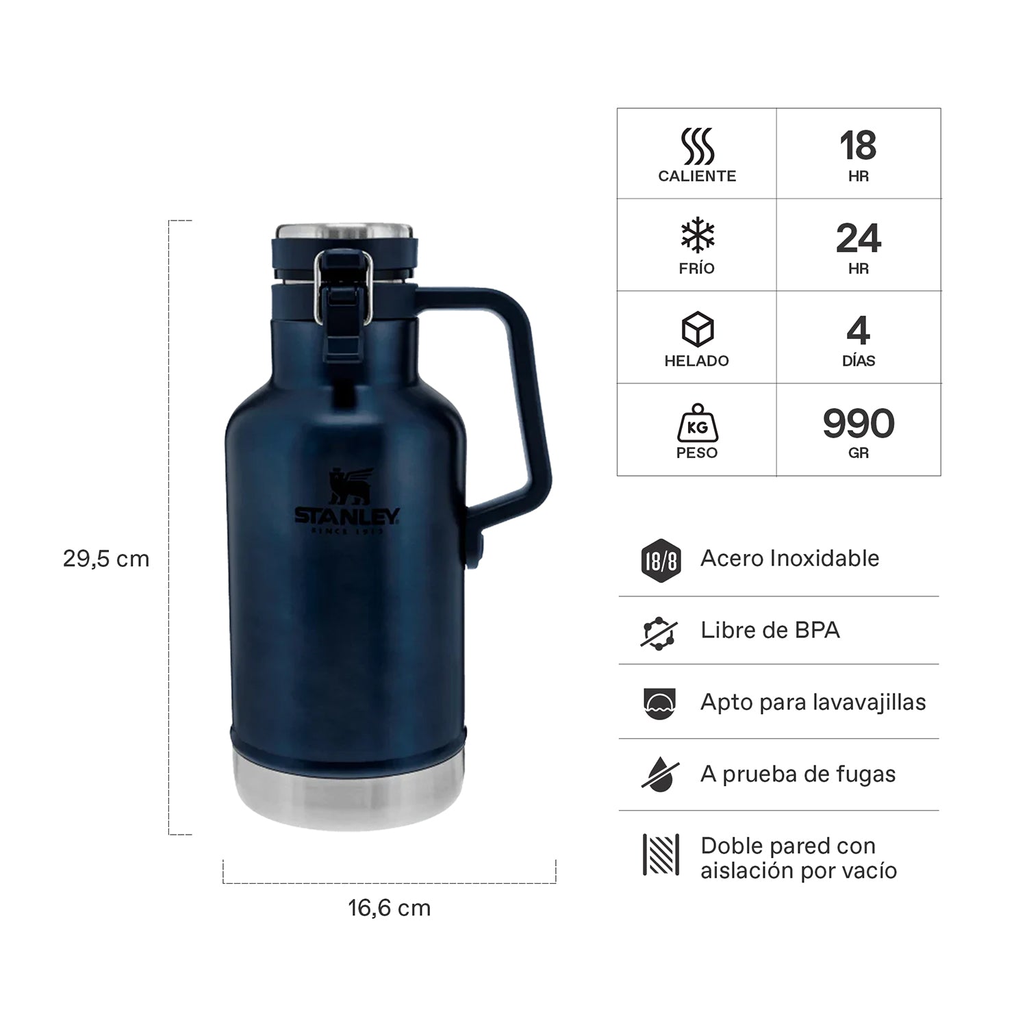 Growler Classic Azul | 1.9 LT 2 Growler Classic Azul 1.9 LT, vista 2 - Termos | MerchLAB