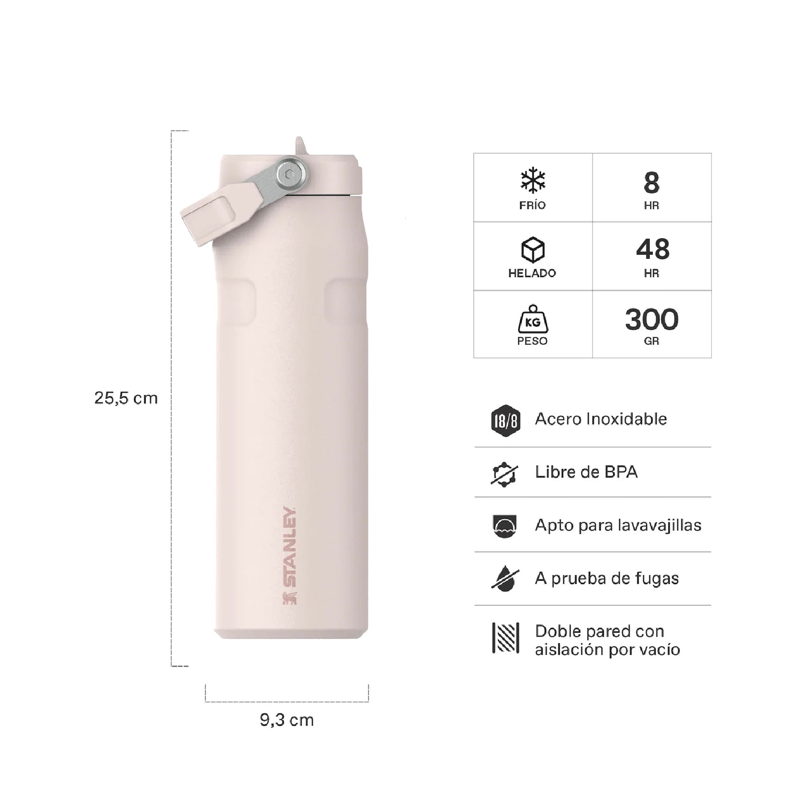 Botella Térmica Flip Straw Aerolight Rosa Palo | 710 ml 2 Botella Térmica Flip Straw Aerolight Rosa Palo 710 ml, vista 2 - Termos | MerchLAB