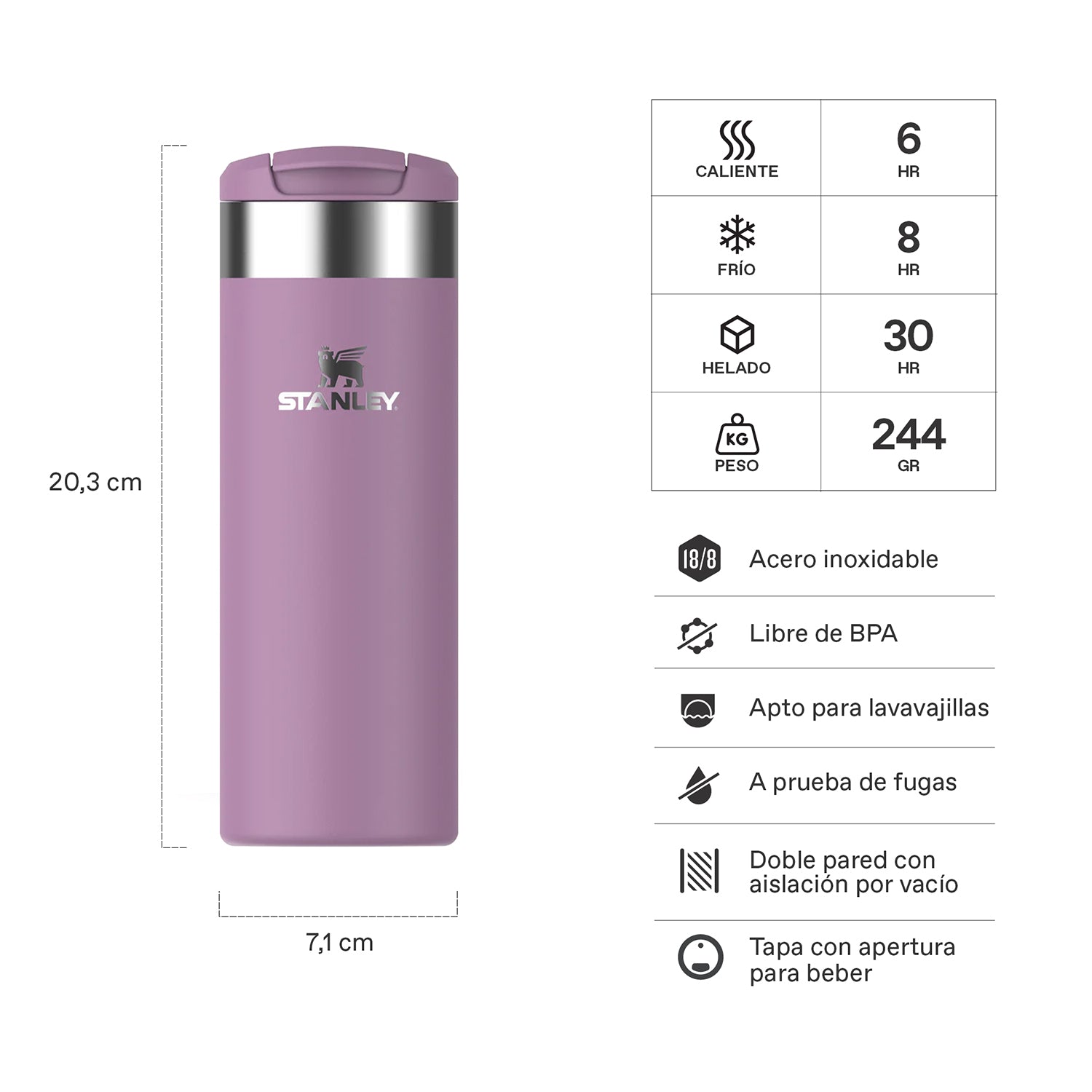 Botella Térmica Aerolight Lilac | 473 ml 2 Botella Térmica Aerolight Lilac 473 ml, vista 2 - Mugs Corporativos | MerchLAB