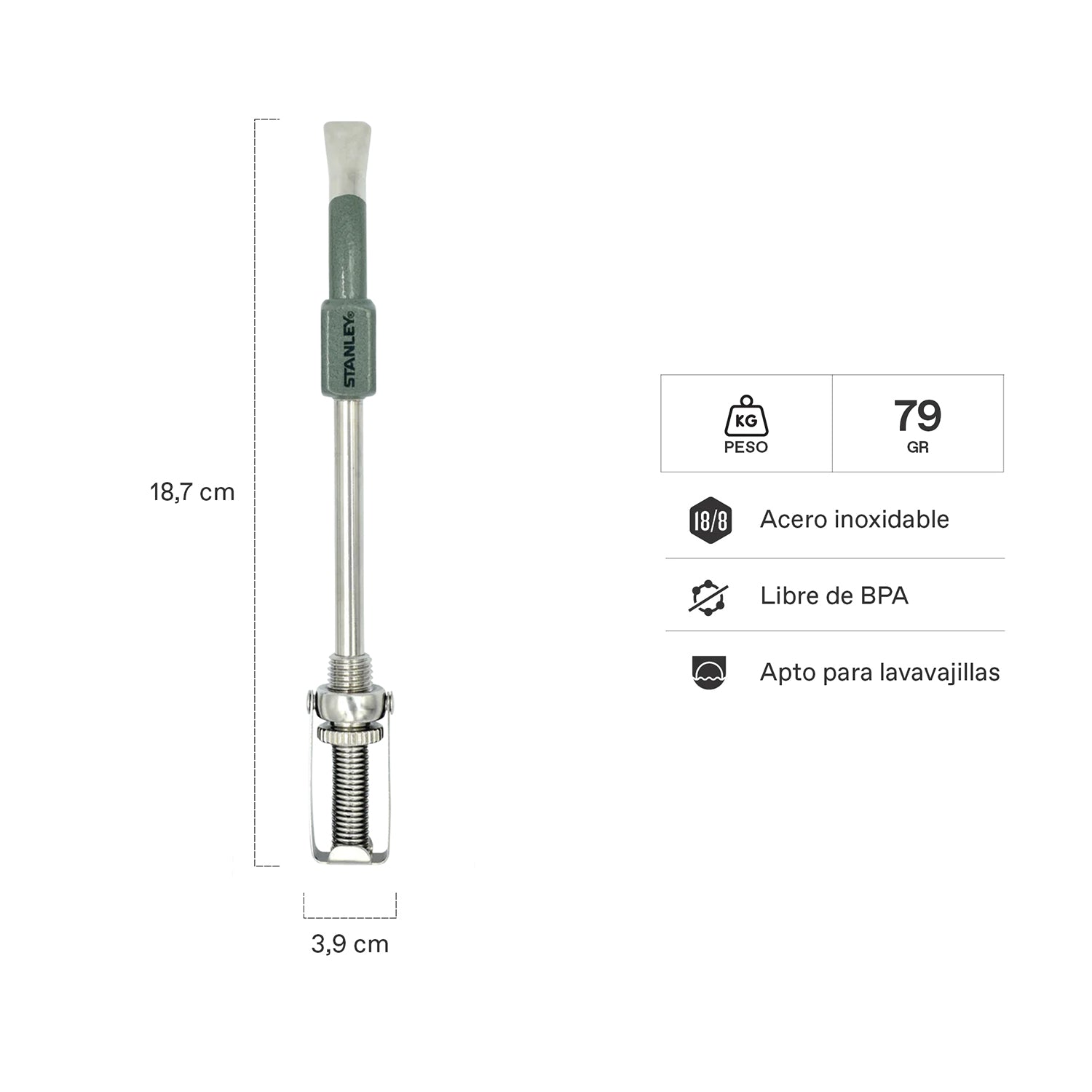 Bombilla para Mate Spring Verde 2 Bombilla para Mate Spring Verde, vista 2 - Botellas Térmicas | MerchLAB
