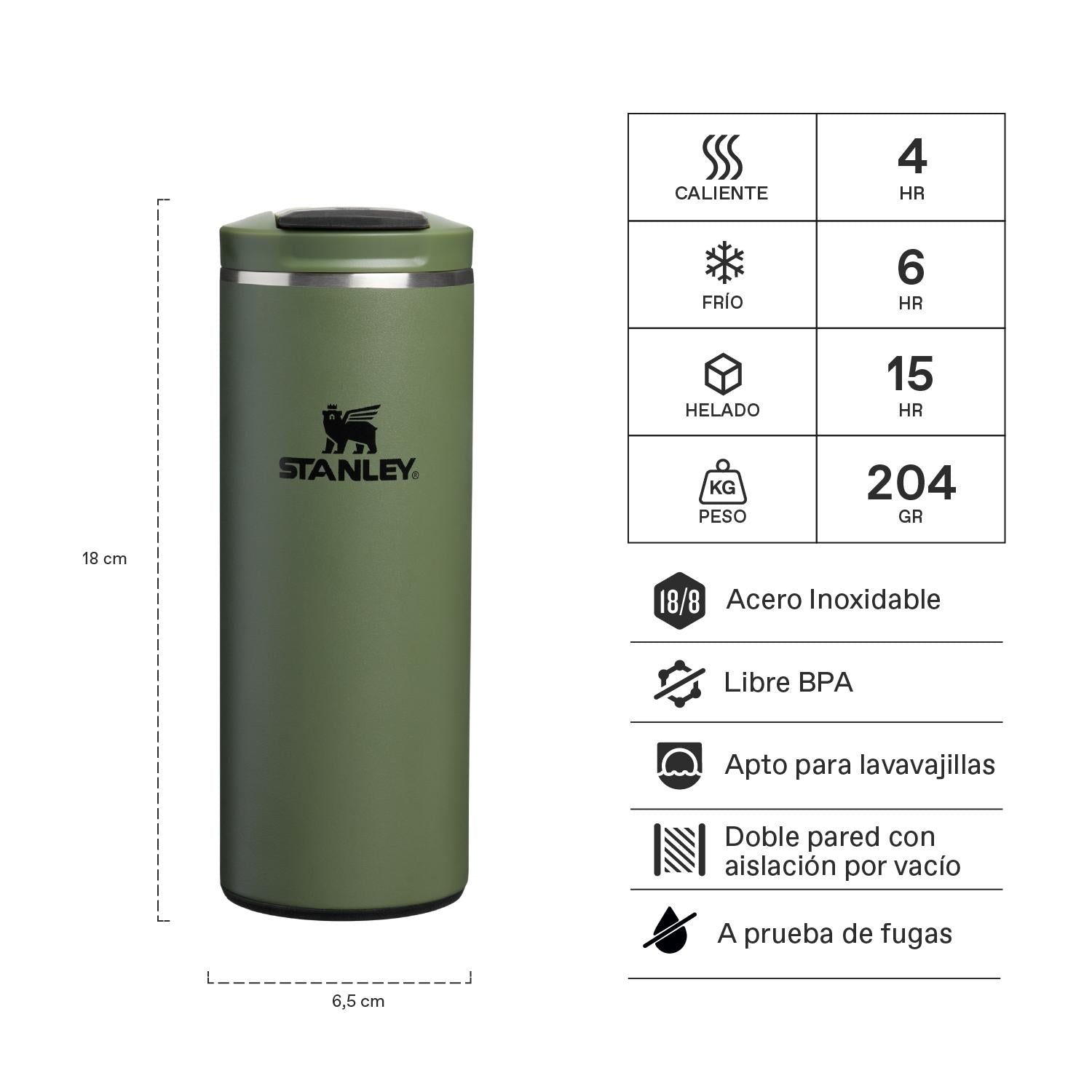 Botella Térmica Flip Top Mug Dried Pine| 354 ml 2 Botella Térmica Flip Top Mug Dried Pine 354 ml, vista 2 - Mugs Corporativos | MerchLAB