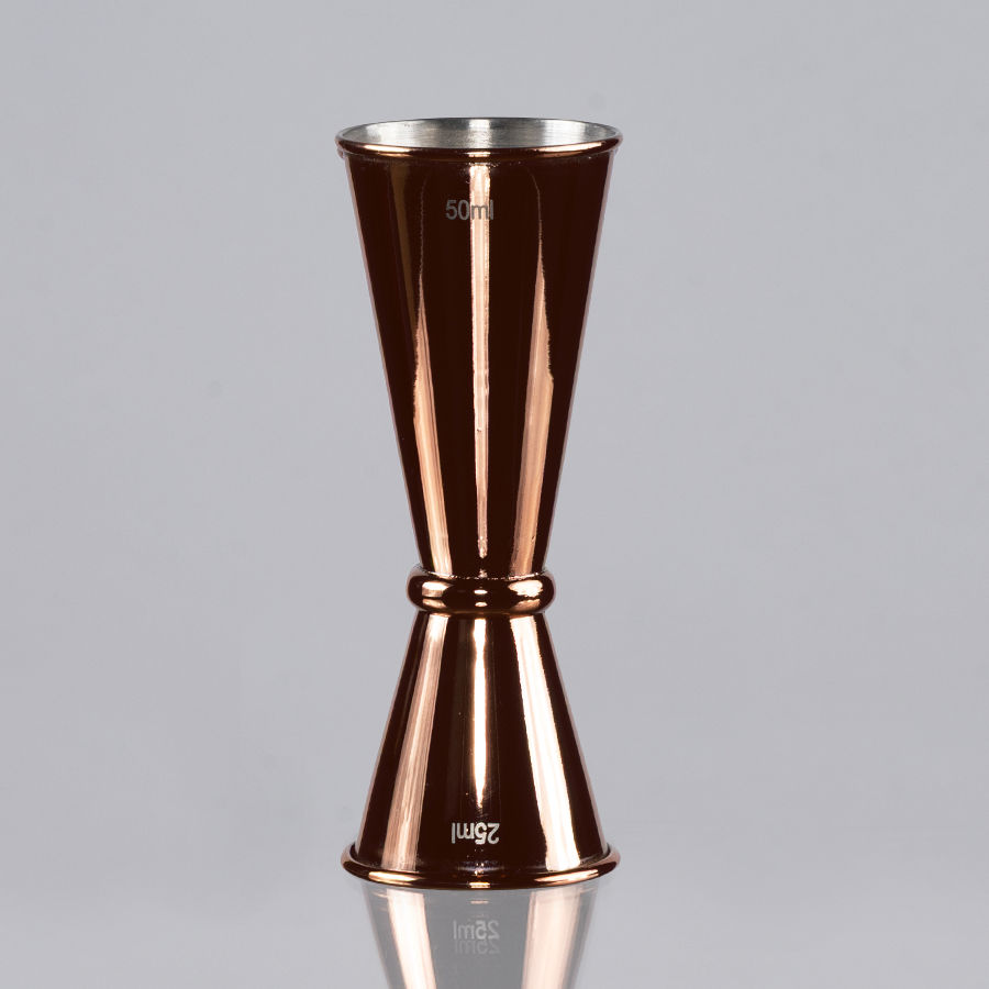 Mixer dosificador de tragos "Jigger" doble, encobrizado 25/50ml 1 Mixer dosificador de tragos "Jigger" doble, encobrizado 25/50ml